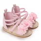 Sandale bébé fleur rose en cuir