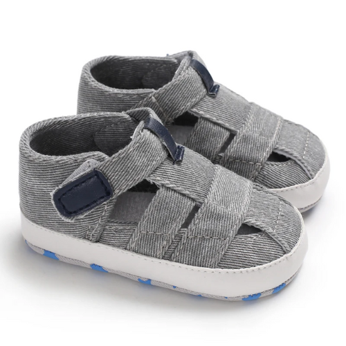 Sandale bébé tissu denim grise