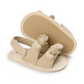 Sandale bébé tissu nœud beige anti-dérapante