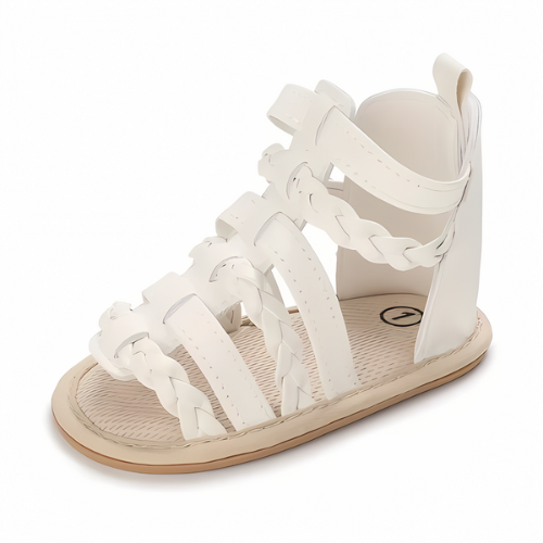 Sandale cuir tressé couleur blanche pour été