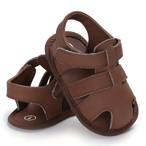 Sandale en cuir bébé couleur marron pour été