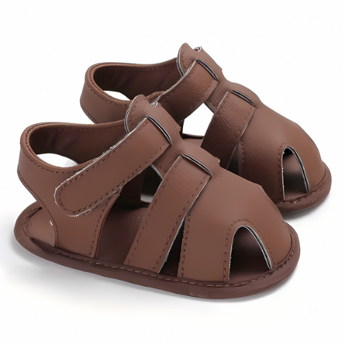 Sandale en cuir bébé marron élégante