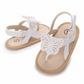 Sandale en cuir couleur blanche papillon enfilage facile