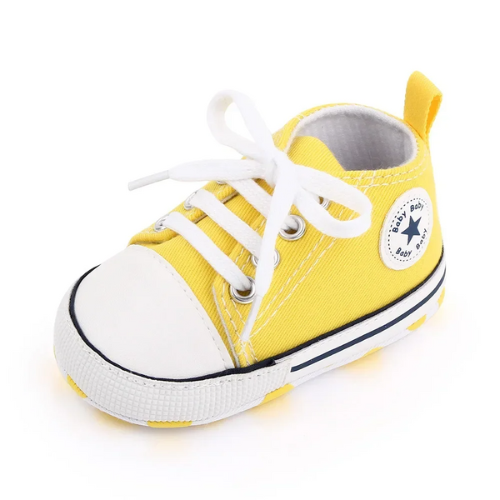 Tennis bébé coton jaune poussin motif étoile