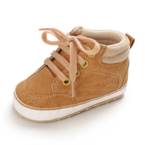 Tennis Bébé Cuir Camel à Lacets confortable