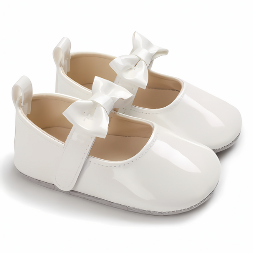 Ballerine bébé vernis blanc nœud