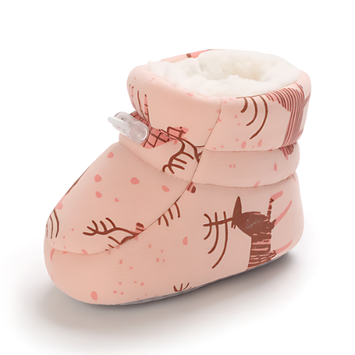 Botte bébé rose motif cerf pour hiver