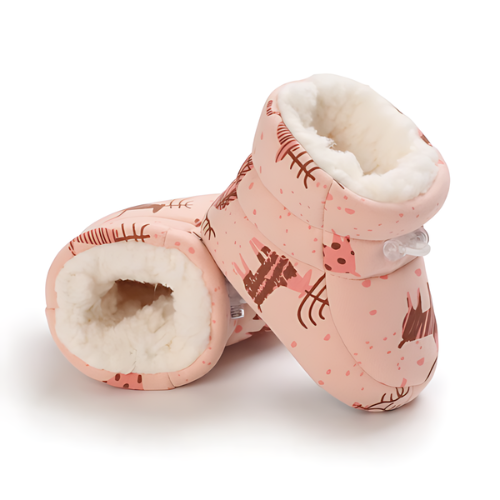 Botte bébé rose motif cerf pour premier pas