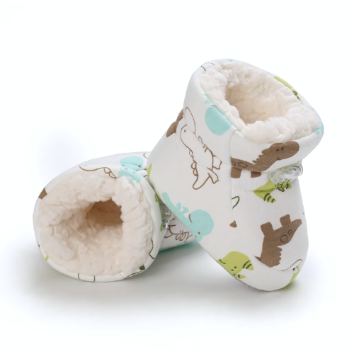 Botte bébé coton motif dinosaure intérieur chaud