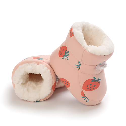 Botte bébé coton motif fraise intérieur chaud