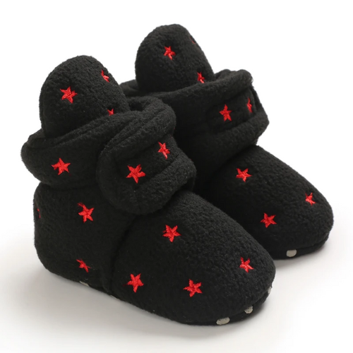 botte bébé noire motif étoile rouge