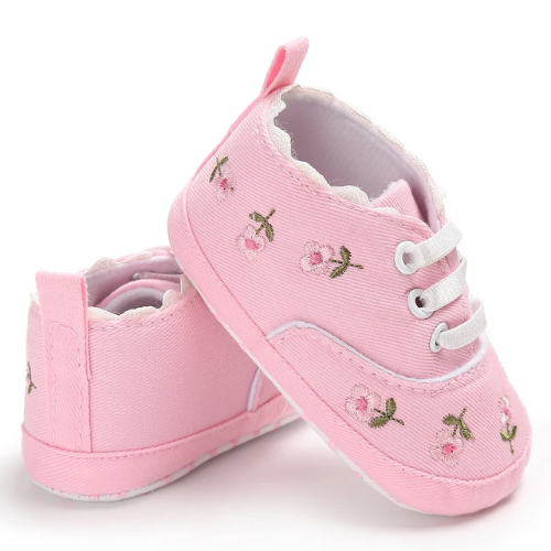 chaussure bébé fleur rose mignon