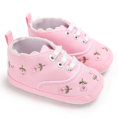 chaussure bébé fleur rose