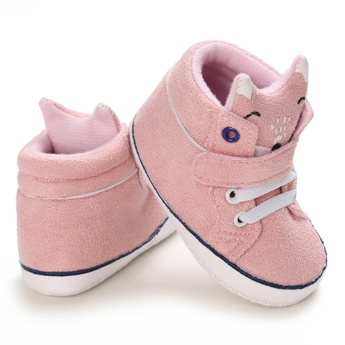 chaussure bébé rose motif renard