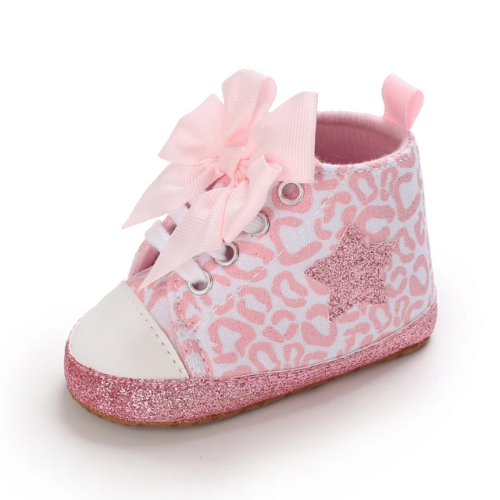 chaussure bébé rose paillette design